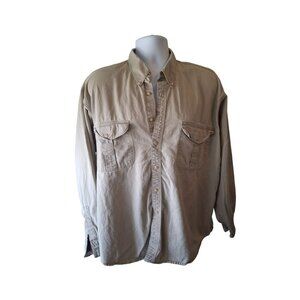 Dockers Long Sleeve Button Down Shirt Mens Size XL Beige